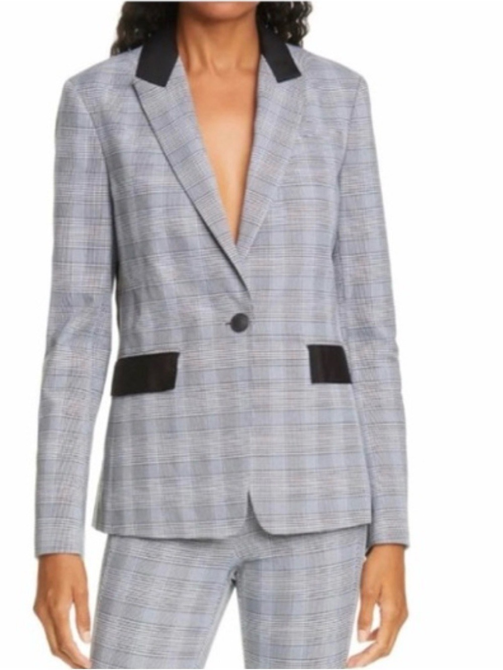 Rag & Bone Rylie Glen Plaid Blazer Wool Blend Blazer with Black Trim 8